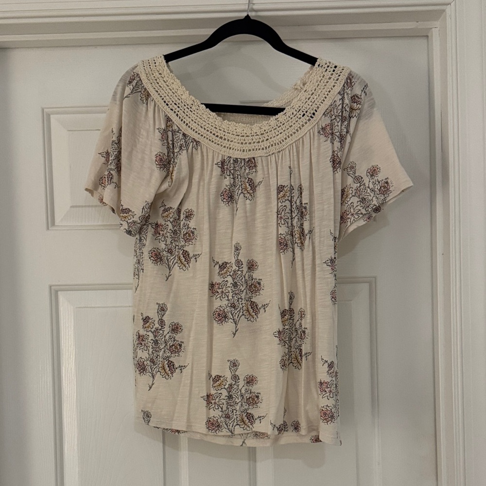 Lucky Brand Cream Floral Blouse